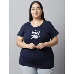 UnaOne Plus Size Typography Printed Cotton T-Shirt-picture-33