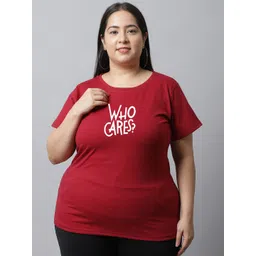 UnaOne Plus Size Typography Printed Cotton T-Shirt-picture-10