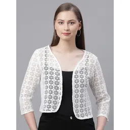 UnaOne Self Design Open Front Pure Cotton Shrug-picture-39