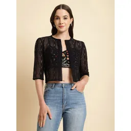 UnaOne Self Design Pure Cotton Lace Shrug-picture-11