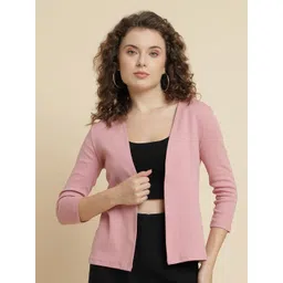 UnaOne Three-Quarter Sleeves Cotton Open Front Shrug-picture-24