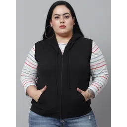 UnaOne Women Black Outdoor Fleece Hooded Jacket-picture-27