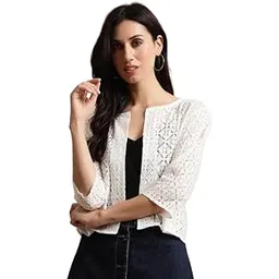 unaone Women Cotton Graphical Lace Cover Up Shrug Cardigan-picture-11