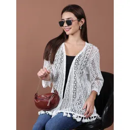 UnaOne Women Embroidered Longline Shrug-picture-34