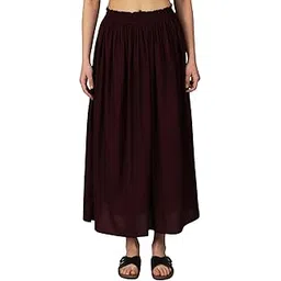 unaone Women High-Waist Gathered Flared Maxi Skirt Summer Pleated High Waisted Casual Long Skirts-picture-54