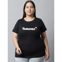 UnaOne Women Plus Size Typography Printed Slim Fit Pure Cotton T-shirt-picture-38