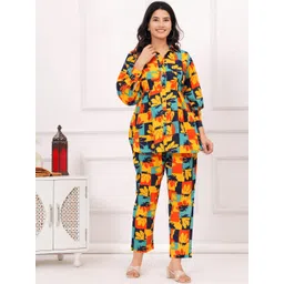 UNBIND Pure Cotton Printed  Shirt Collar Shirt With Trousers Co-Ords image 1