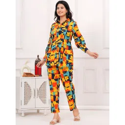 UNBIND Pure Cotton Printed  Shirt Collar Shirt With Trousers Co-Ords image 4