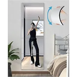 unbreakabl miro Shatterproof Wall Mirror Full Length for Bedroom, Plexiglass Gym Mirrors for Home, Extra Thick: 0.12 inch, 8 x 8 inch x 4 Pcs, Over The Door, Long Wall Mounted, Rectangular, Silver-picture-12