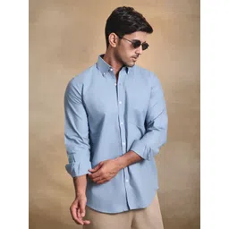 Uncluttered Closet Men Standard Fit Solid Button-Down Collar Cotton Casual Shirt-picture-33