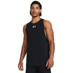 Under Armour Black Cotton Regular Fit Logo Printed Tank Tee-picture-34