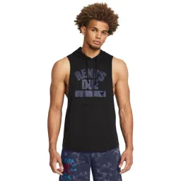 Under Armour Black Cotton Slim Fit Printed Tank Tee-picture-42