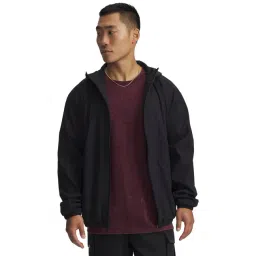 UNDER ARMOUR Black Regular Fit Solid Long Sleeves Unstoppable Textured Woven Jacket-picture-31
