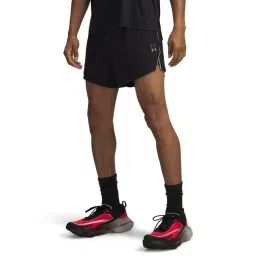 UNDER ARMOUR Black Slim Fit Solid Mid Rise Halo Run Shorts-picture-11