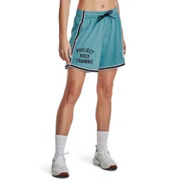 UNDER ARMOUR Blue Printed Mid Rise Sports Shorts image 1