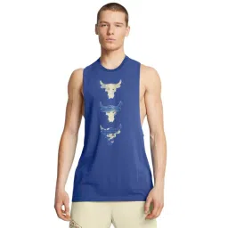 Under Armour Blue Regular Fit Logo Printed Tank Tee-picture-19