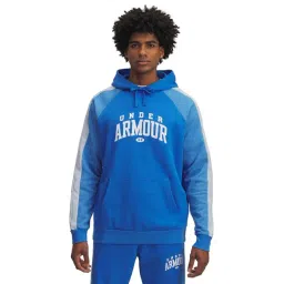UNDER ARMOUR Blue Regular Fit Printed Long Sleeves Rival Fleece Hoodie-picture-23