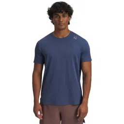 UNDER ARMOUR Blue Regular Fit Solid Short Sleeves Halo Halo Vent T-Shirt-picture-17