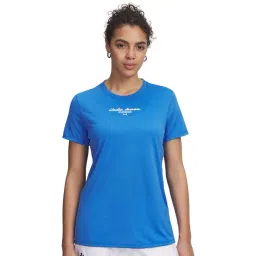 UNDER ARMOUR Blue Regular Fit Solid Short Sleeves Tech Script Graphic T-Shirt-picture-23