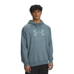 UNDER ARMOUR Blue Rival Logo Printed Regular Fit Hoodie-picture-24