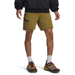 UNDER ARMOUR Green Relaxed Fit Solid Mid Rise Unstoppable Fleece Shorts-picture-17
