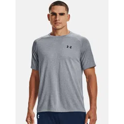 UNDER ARMOUR Men Grey UA Tech 2.0 SS Brand Logo Printed Loose Training T-shirt-picture-29