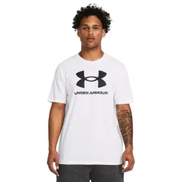 Under Armour White Cotton Regular Fit Logo Printed Sports T-Shirt-picture-42