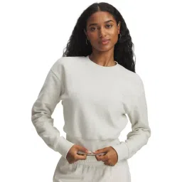 UNDER ARMOUR White Regular Fit Solid Long Sleeves Icon Varsity Oversized Sweatshirt-picture-20