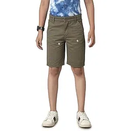 Under Fourteen Only Boys Embroidered Cotton Shorts with All Over Stitch Detailing | Comfortable 3/4 Length Bottoms for Kids | Ideal for Casual Wear (Color - Green, Size - 2-3 Yrs)-picture-13