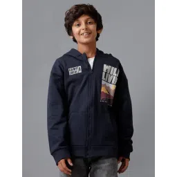 Under Fourteen Only Boys Blue Cotton Printed Hooded Sweatshirt-picture-42