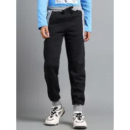 UNDER FOURTEEN ONLY Boys Colourblocked Cotton Mid-Rise Jogger Trousers-picture-33