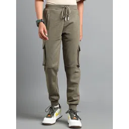 UNDER FOURTEEN ONLY Boys Cotton Mid-Rise Cargos Jogger Trousers-picture-32