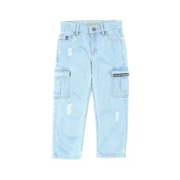 UNDER FOURTEEN ONLY Boys Regular Fit Mid-Rise Mildly Distressed Light Fade Jeans-picture-42
