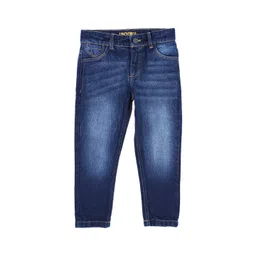 UNDER FOURTEEN ONLY Boys Slim Fit Mid-Rise Light Fade Cotton Jeans-picture-35