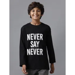 UNDER FOURTEEN ONLY Boys Typography Printed Cotton T-shirt-picture-38