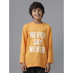 UNDER FOURTEEN ONLY Boys Typography Printed Round Neck Cotton T-shirt-picture-23