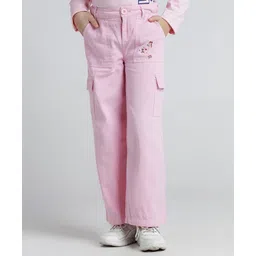 Under Fourteen Only Floral & Butterfly Embroidered Cargo Pant - Pink-picture-17