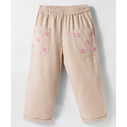 Under Fourteen Only Floral Embroidered Pant - Beige image 1