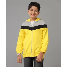 Under Fourteen Only Full Sleeves Cut & Sew Hooded Light Winter Jacket - Yellow-picture-37