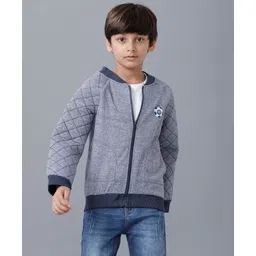 Under Fourteen Only Full Sleeves Football Printed Quilted Jacket - Navy-picture-29