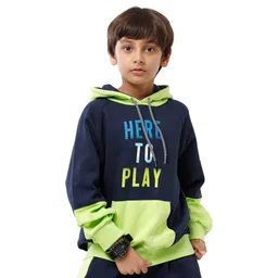 Under Fourteen Only Full Sleeves Here To Play Text Printed Light Winter Hoodie - Navy Blue-picture-23