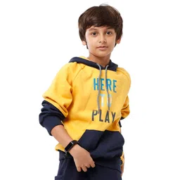 Under Fourteen Only Full Sleeves Here To Play Text Printed Light Winter Hoodie - Yellow-picture-27