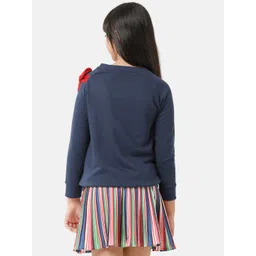 Under Fourteen Only Full Sleeves Ladybug Foil Printed Bow Applique Detailed Light Winter Sweatshirt - Navy Blue image 4