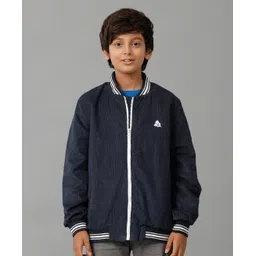 Under Fourteen Only Full Sleeves Leaves Printed Jacket - Navy Blue-picture-10