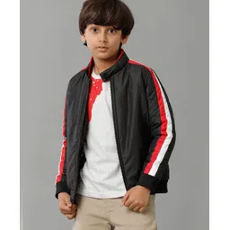 Under Fourteen Only Full Sleeves Side Tape Detailed Light Winter Jacket - Black-picture-26