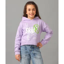 Under Fourteen Only Full Sleeves Skip Text Printed Light Winter Hooded Sweatshirt - Bouganvilliea-picture-27