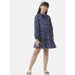 UNDER FOURTEEN ONLY Girld Printed Tie -Up Neck Puff Sleeves Fit And Flare Dress-picture-40