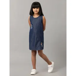 UNDER FOURTEEN ONLY Girls Embroidered Cotton A-Line Dress-picture-10