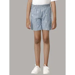 UNDER FOURTEEN ONLY Girls Floral Embroidered Slim Fit Regular Cotton Shorts-picture-26