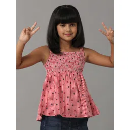 UNDER FOURTEEN ONLY Girls Floral Printed Shoulder Straps Smocking Cotton A-Line Top-picture-22
